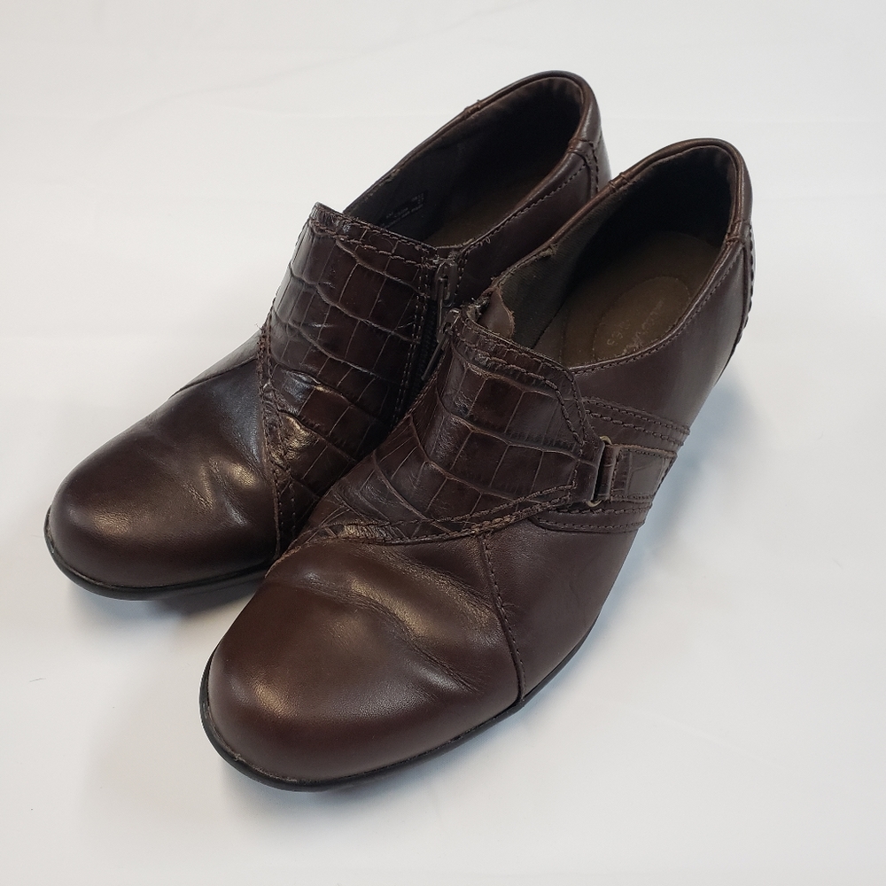 Clarks Bendables 62732 Brown Leather Buckle Bootie Size 7.5 M‎